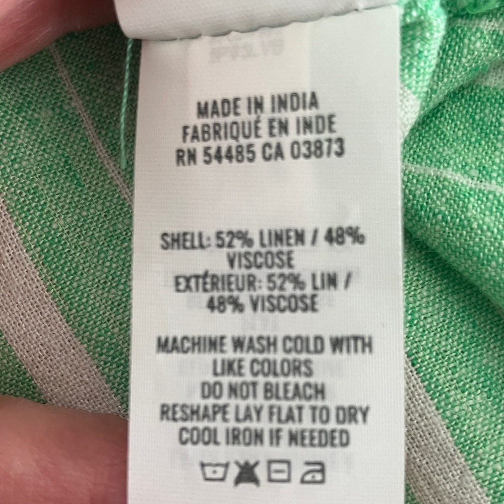Aerie Mint Green Striped Linen Blend Shirt runs large - Picture 8 of 10